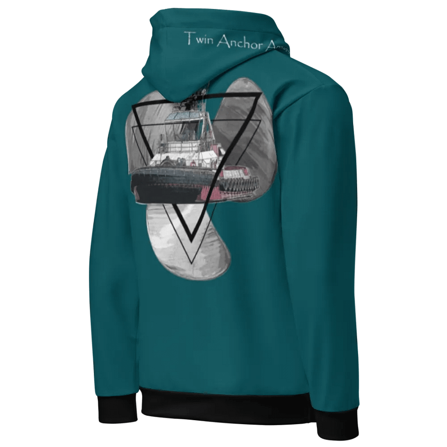 Teal Three blade prop triangle Athena tug Hoodie product image (8)
