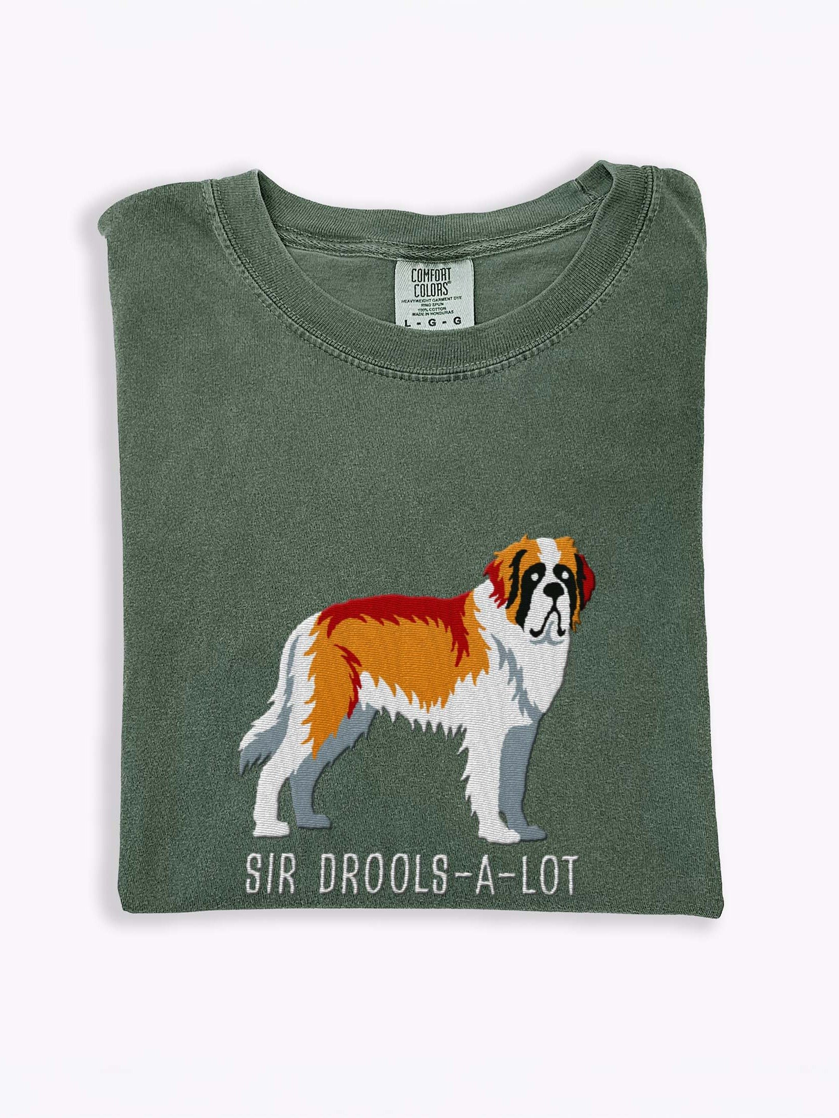 Sir Drools-A-Lot T-Shirt(Embroidered) of a Saint Bernard(Brown & White) product image (1)