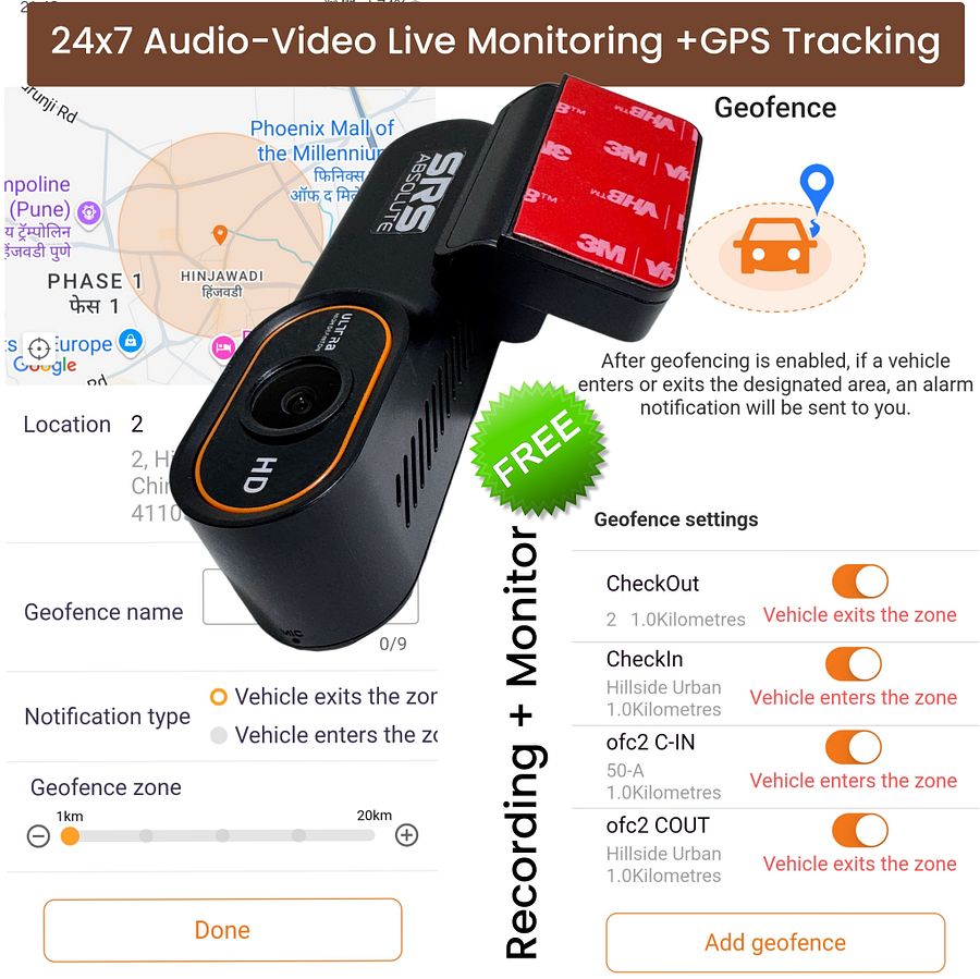 SRS ABSOLUTE 2K 4G DashCam| 24x7 Remote Audio-Video Monitor | Download/Playback/Livestream| GPS Tracking | Geo-Fence | Hyper Lapse | G-Sensor| Motion Sensor| 1TB MicroSD support (1 Channel S2 2K 4G) product image (3)