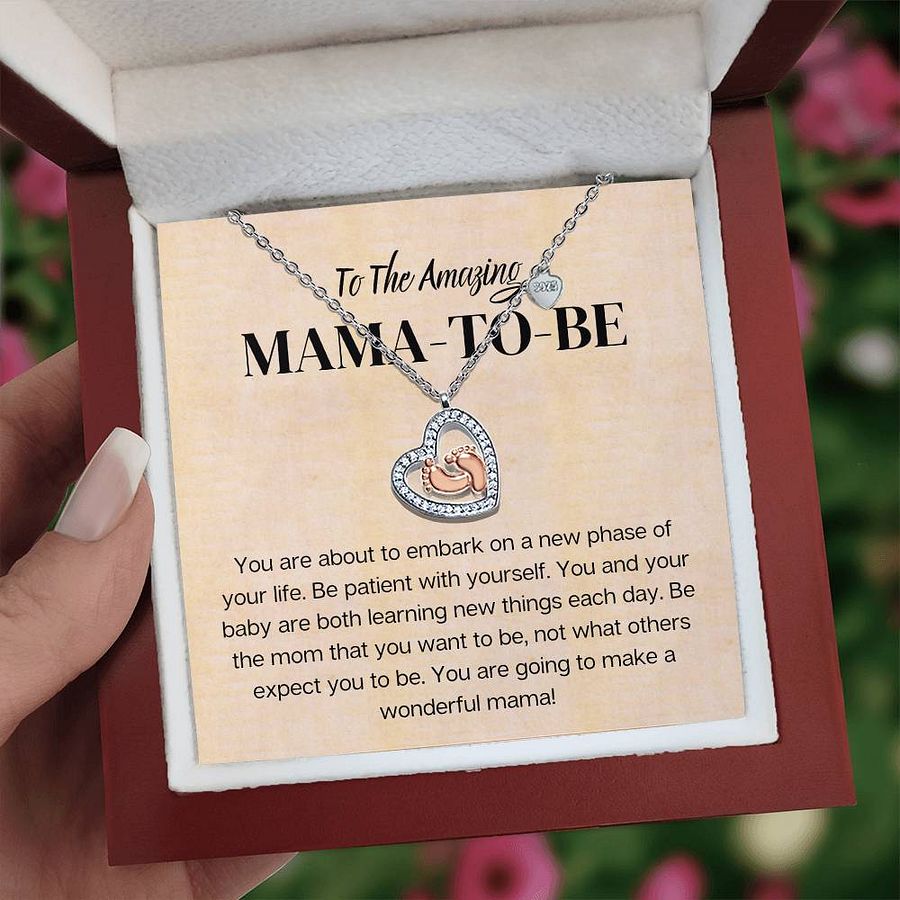 To The Amazing Mama-to-Be – Rose Gold Baby Feet Necklace product image (1)