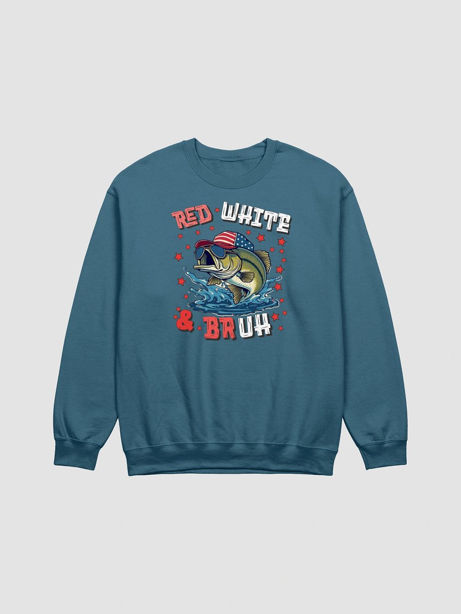 Red White And Bruh Fishing Patriotic Jumping Crewneck product image (11)
