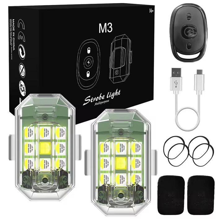 Wireless Strobe Light moto Motorcycle car Flash Led Anti-collision Warning Lamp Waterproof Wireless Remote C product image (1)