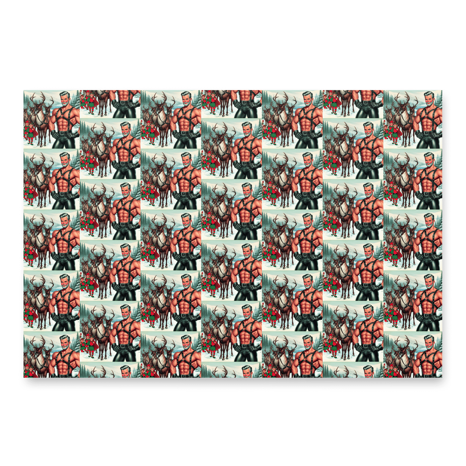 Camp Christmas Gay Leather Christmas Wrapping Paper Set of 3 Sheets! product image (4)