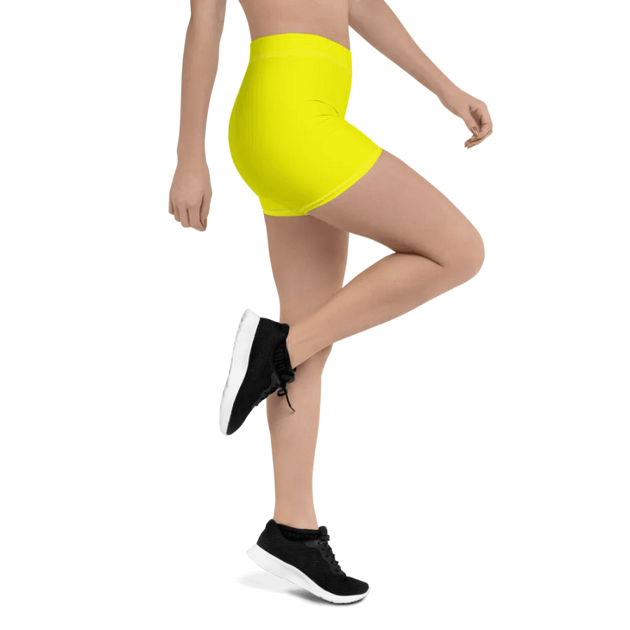 Plain Color Yellow Bike Shorts product image (3)