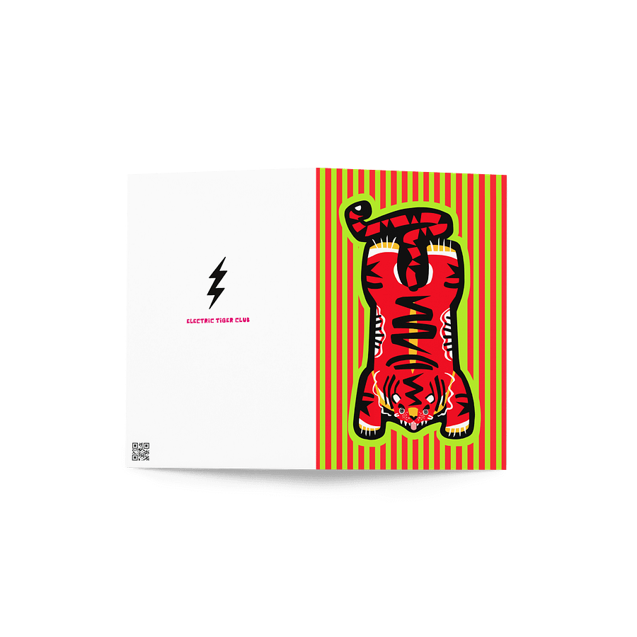 Red Electric Tiger on Stripes - Greeting Card product image (4)