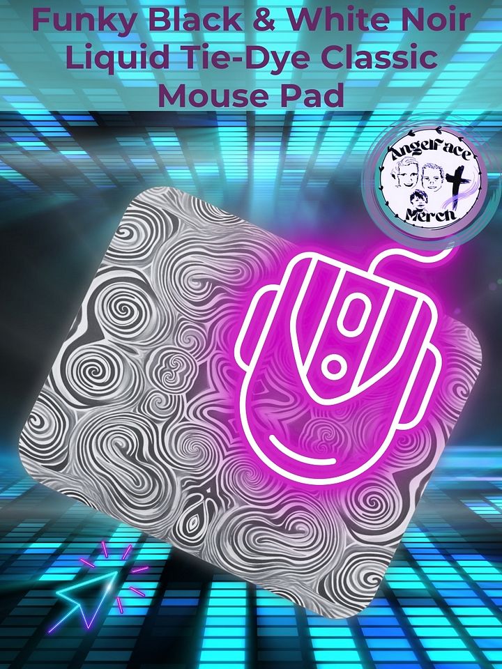 Funky Black and White Noir Liquid Tie-Dye Classic Mouse Pad product image (1)
