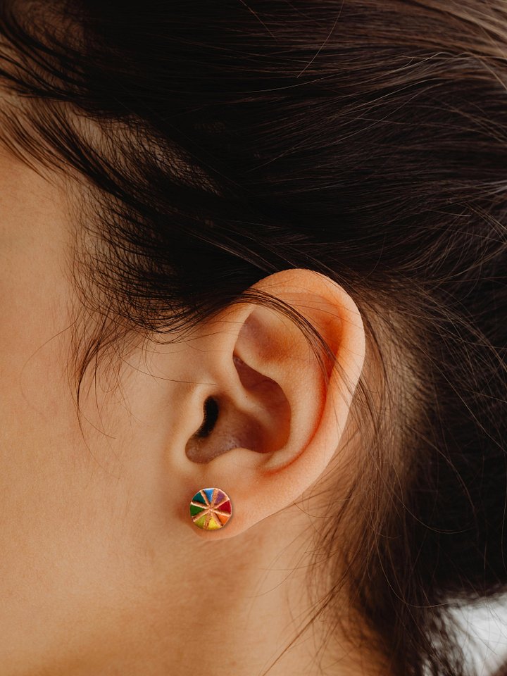 Rainbow Ceramic Clay Glazed Flatback Stud Earrings, Style 2 product image (1)