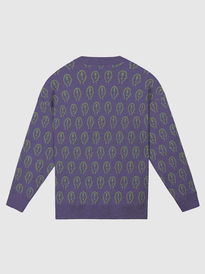 EXCLAIMING MENTALLY (repeating design, purple and green) relaxed knitwear crewneck product image (2)
