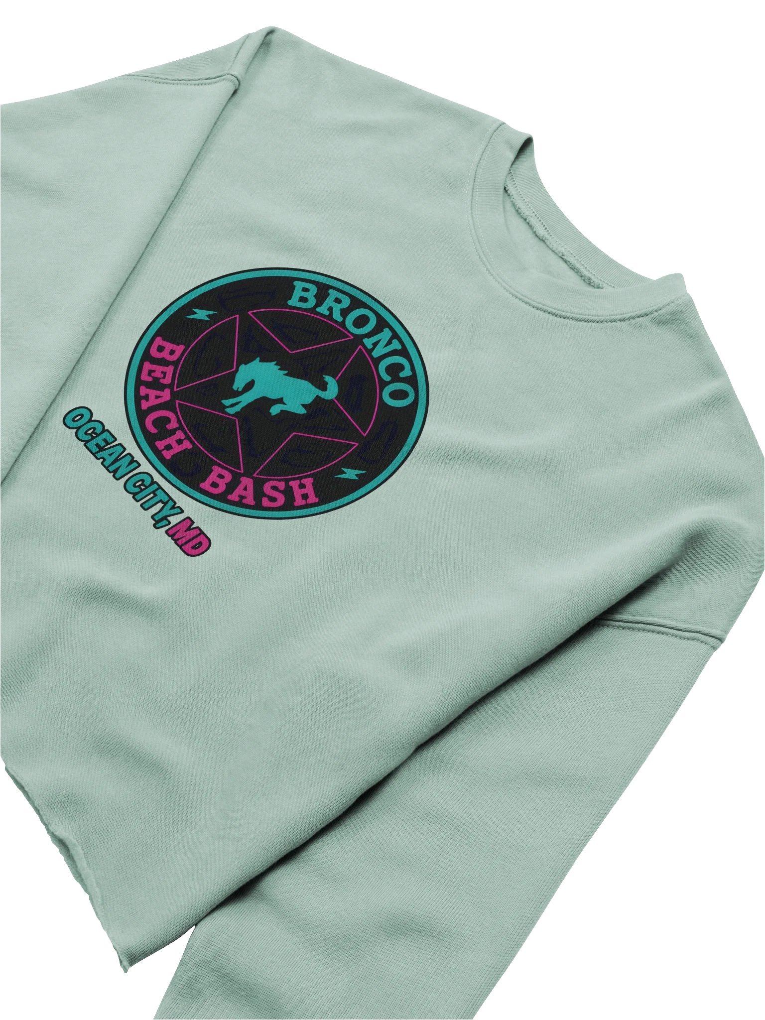 2025 Bronco Beach Bash Ocean City / Destination Bigfoot Bronco Collab | Full Frontal Bella+Canvas Women's Fleece Crop Sweatshirt (Multiple Colors Available) product image (7)