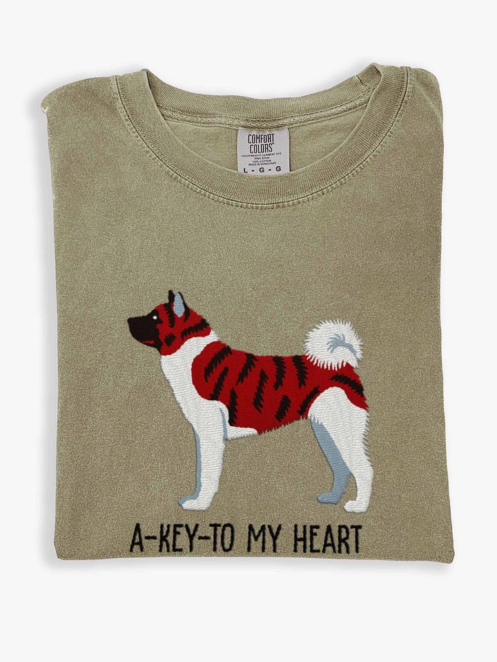 A-Key-To My Heart T-Shirt(Embroidered) of an American Akita(Brindle) product image (1)