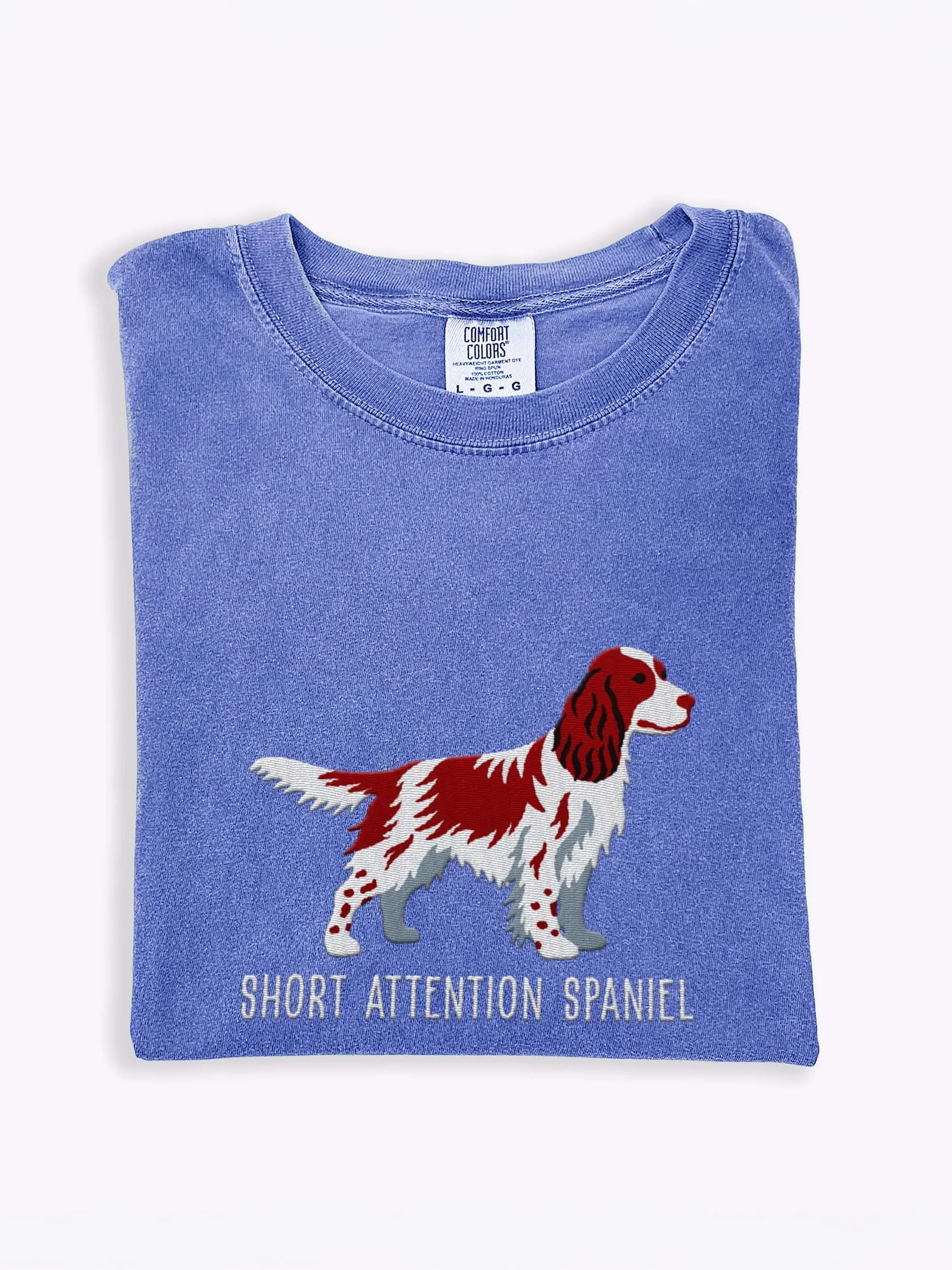 Short Attention Spaniel T-Shirt(Embroidered) of a Springer Spaniel(Liver) product image (1)