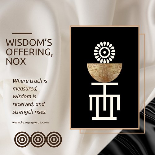 Wisdom’s Offering, Nox

This piece is a sacred reflection on knowledge, strength, and endurance, anchored in deep symbolism a...