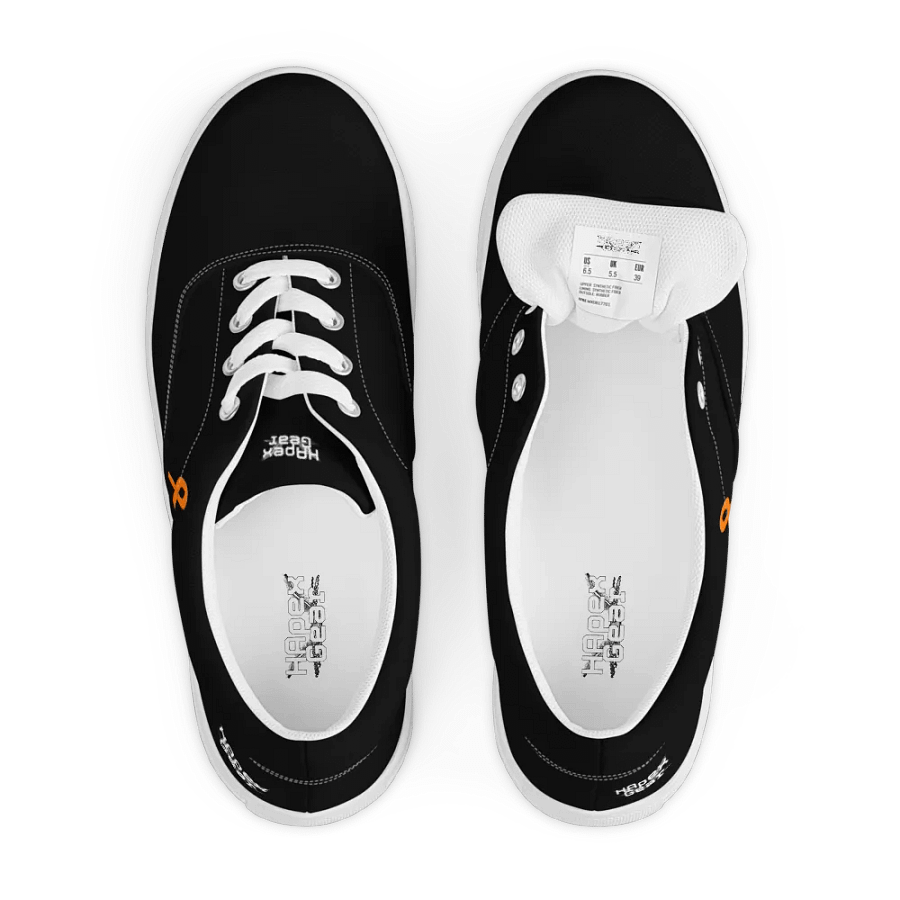 White HApex Gear White Logo Cancer Awareness Orange Ribbon. Black Women's Lace-Up Canvas Shoes product image (7)