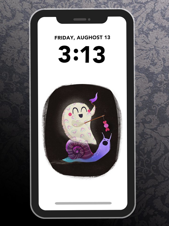 Little Ghost Snail Race - Digital Wallpaper for Mobile Phone product image (1)