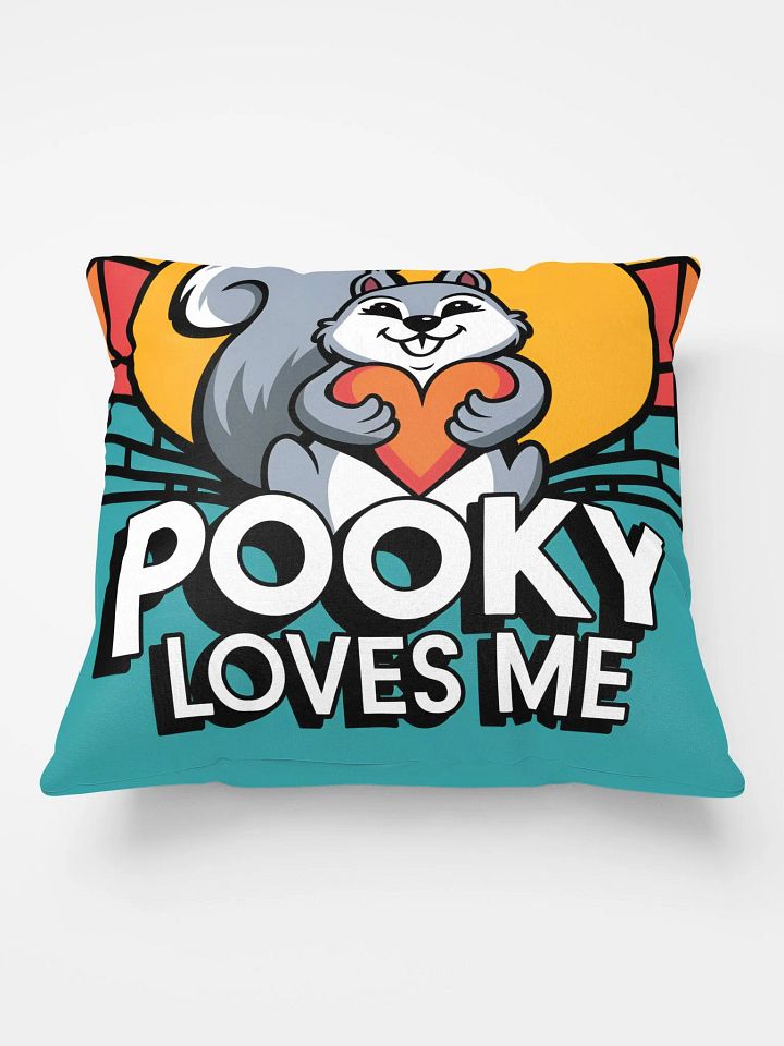 Comfy Pillow: Pooky Loves Me, Colorful, Teal bottom, Sun and Squirrel top with heart product image (2)