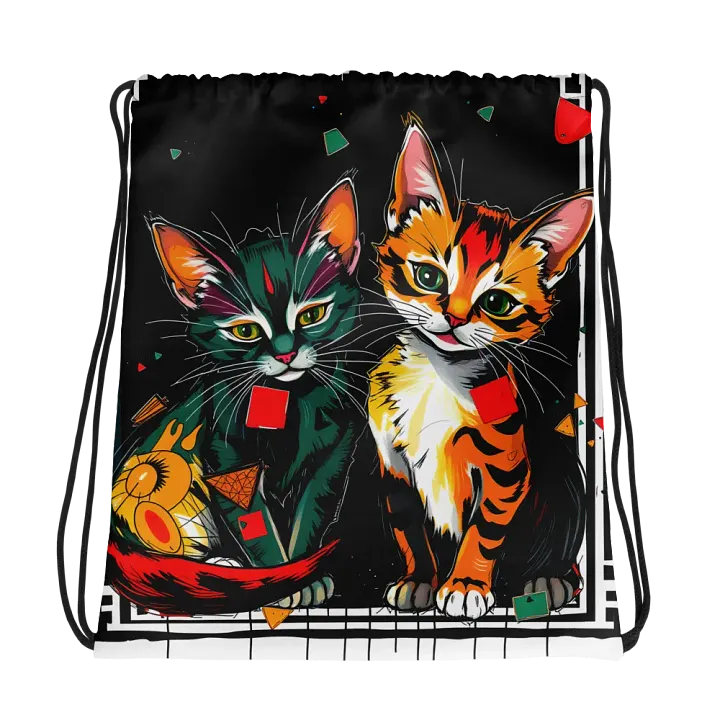 Whimsical Feline Adventure Drawstring Bag product image (1)