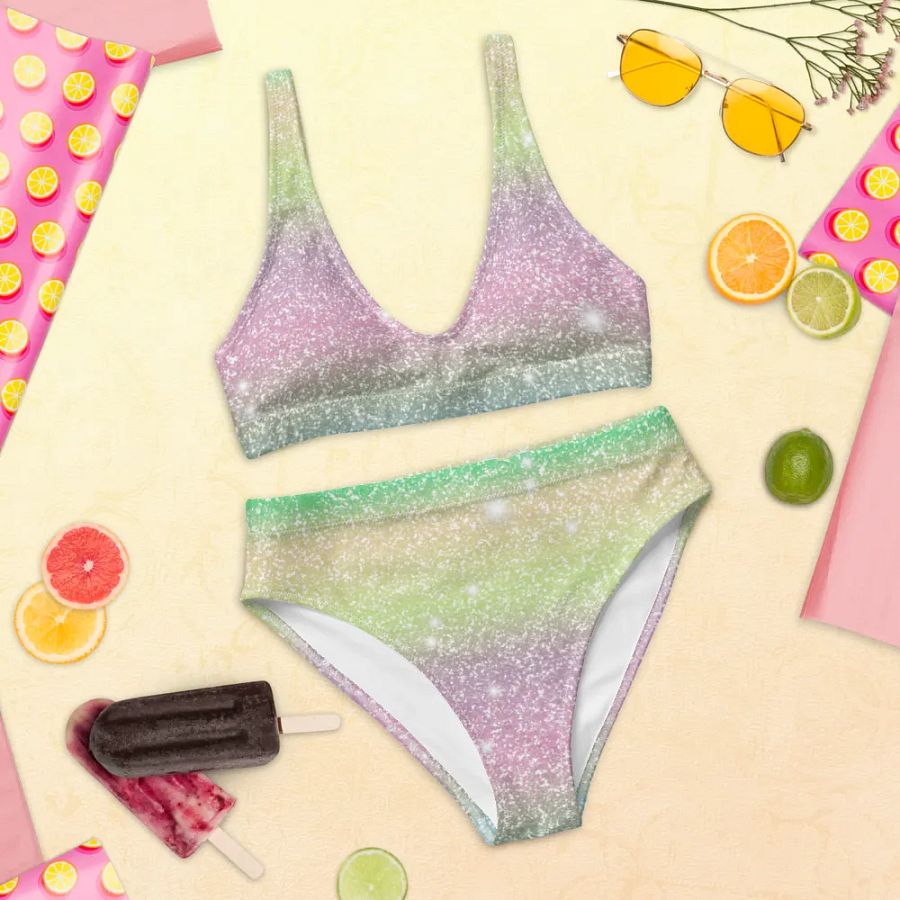 Glitter Unicorn Texture Design High Waisted Bikini (12) product image (12)