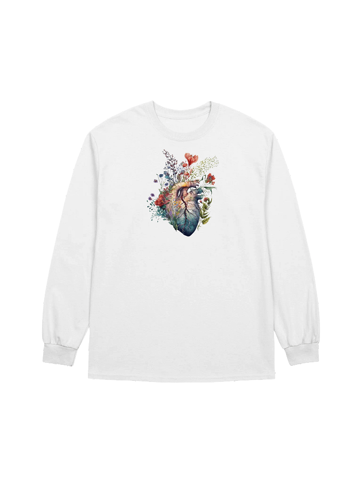 Floral Anatomy Heart Long Sleeve T-Shirt – Watercolor Botanical product image (1)