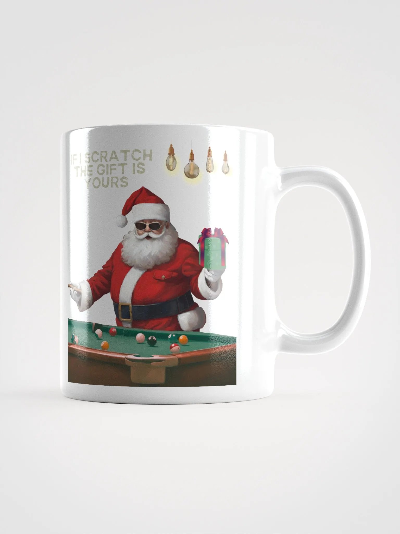 If I Scratch The Gift Is Yours - Pool Shark Santa White Mug product image (3)