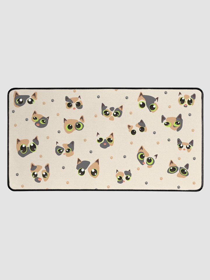 Cute Calico Cat Faces (Green Eyes) Desk Mat 15.5" x 31.5" product image (1)