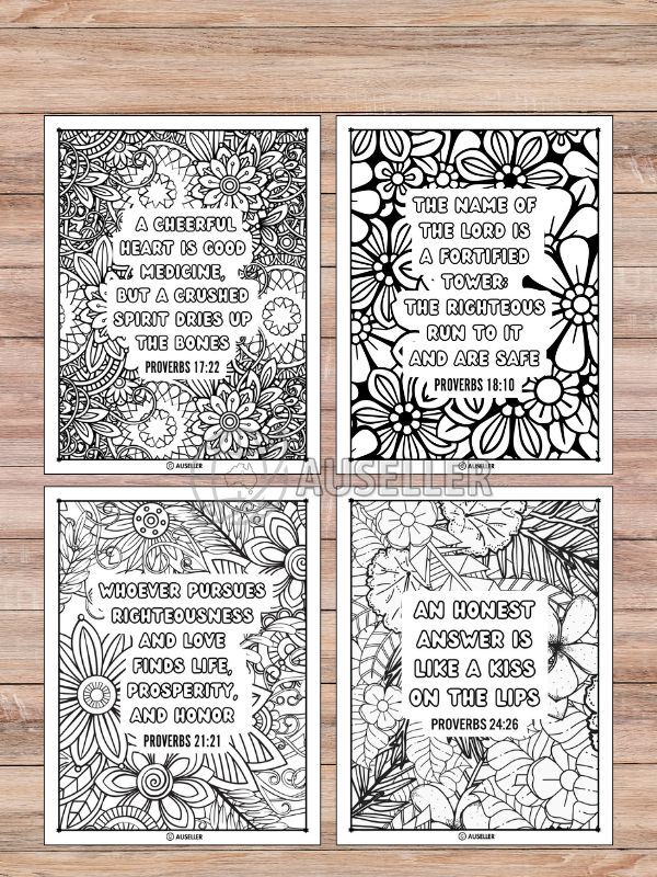 Printable Christian Colouring Book For Women - Colour In Words Of Wisdom: PROVERBS product image (9)