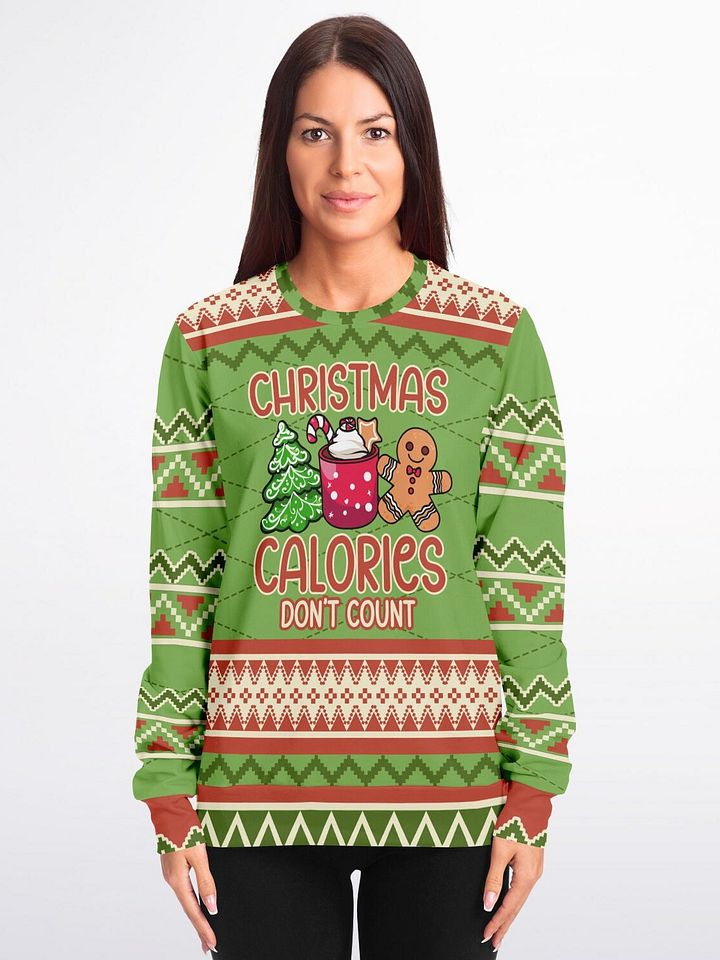 "Christmas Calories Don't Count" Holiday Sweatshirt | Gingerbread Cookie Christmas Sweater | Funny Christmas Food Lover Outfit product image (1)