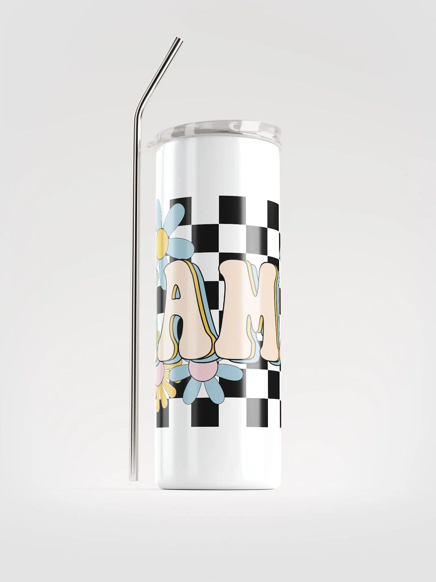 'Floral & Checkered Mama' Stainless Steel Tumbler product image (1)