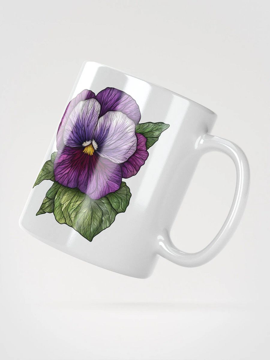 Stained Glass Pansy White Glossy Mug product image (4)