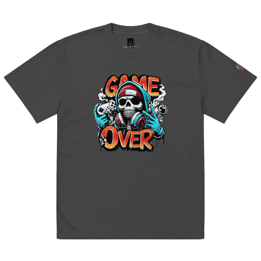 Game Over Skull Street Art Oversized Tee product image (5)
