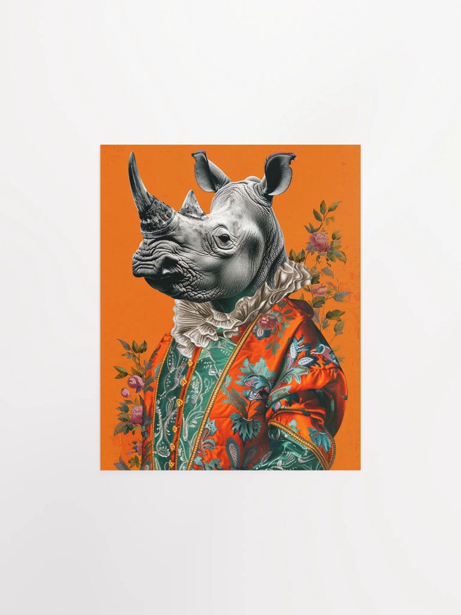 Rococo Rhino Portrait Burnt Orange Animal Fashion Art Print product image (9)