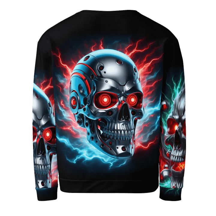 Futuristic RoboSkull All-Over - Unisex Sweatshirt #10 product image (2)