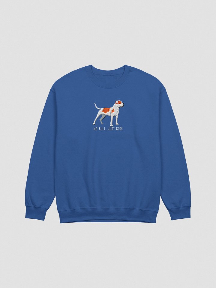 No Bull, Just Cool Sweatshirt (Embroidered) of an American Bulldog(Red & White) product image (10)