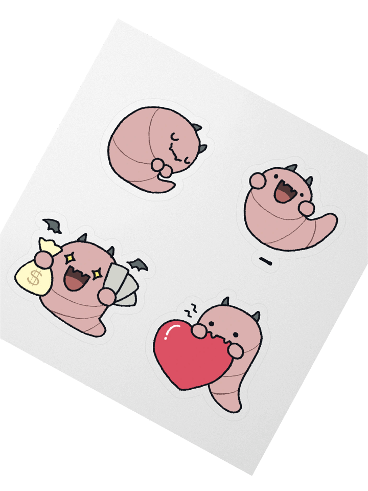 Worm 2 Stickers (Kiss Cut) product image (2)