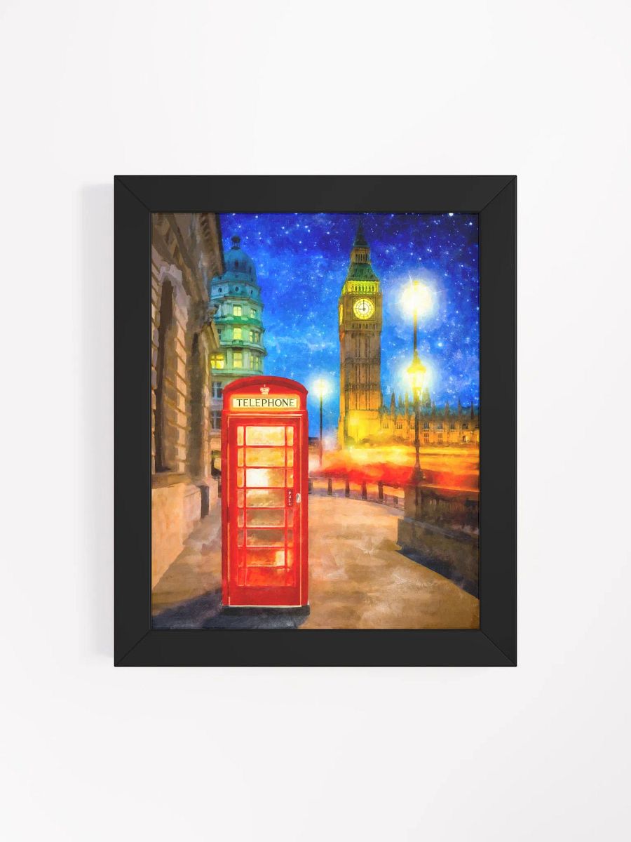 London Phone Box Art – Big Ben At Night Framed Poster product image (67)