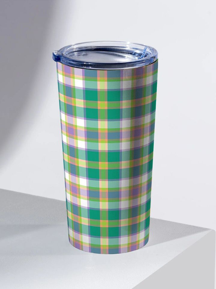 Seafoam Green and Purple Plaid Travel Tumbler product image (1)