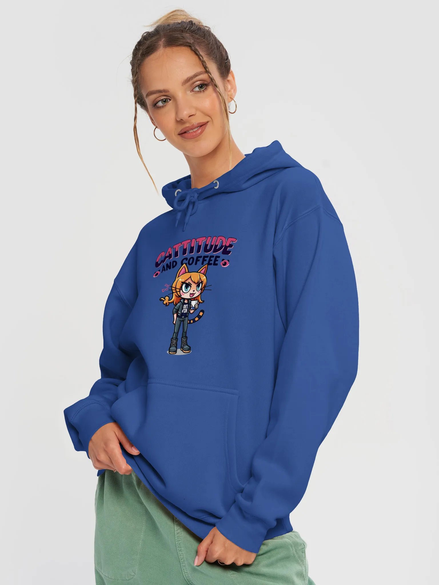 Cattitude and Coffee Premium Hoodie product image (12)
