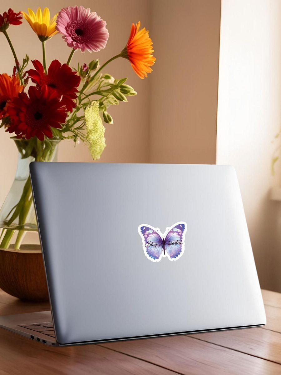 Stay Soft-hearted – Purple Butterfly Inspirational Quote Sticker product image (3)