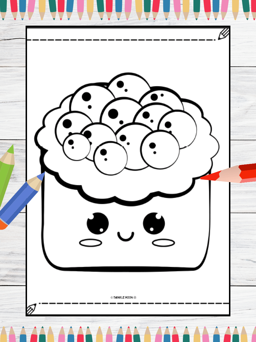 20 Cute Kawaii Food Coloring Pages#4 (PDF Coloring Pages) product image (3)