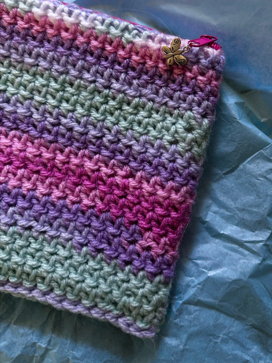 CROCHET COSMETIC BAG, canvas lined crochet bag, pencil case, accessory pouch (Various colours) product image (8)