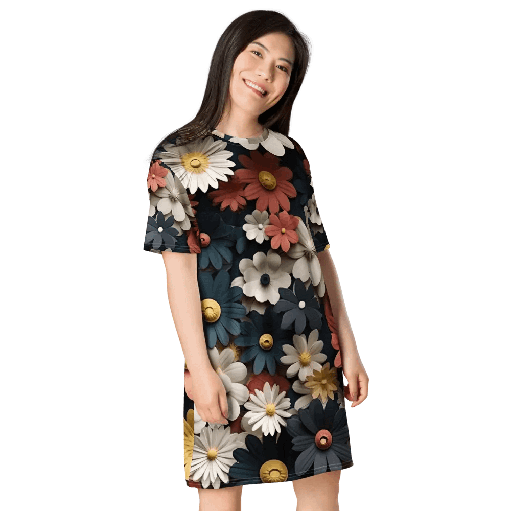 3D-Ditsy-Flowers-Seamless-Patterns T-shirt Dress - V10 product image (8)
