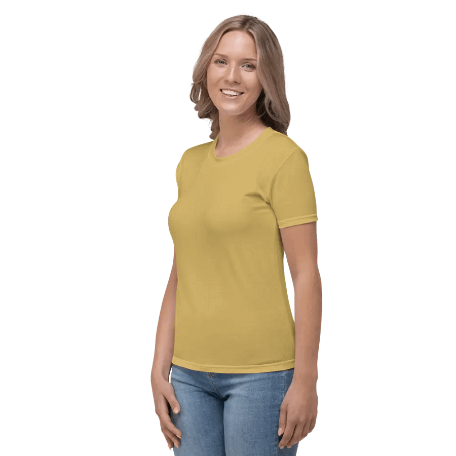 Plain Medium Dark Yellow Light Summer Women's Crewneck Polyester Heavyweight Premium T-Shirt by Treasure Pie product image (3)