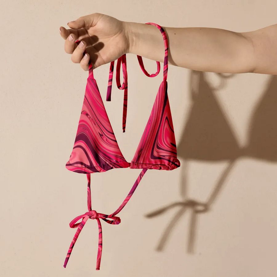 Padded String Bikini Top - Shades of Magenta Pink Digital Fluid Art product image (6)