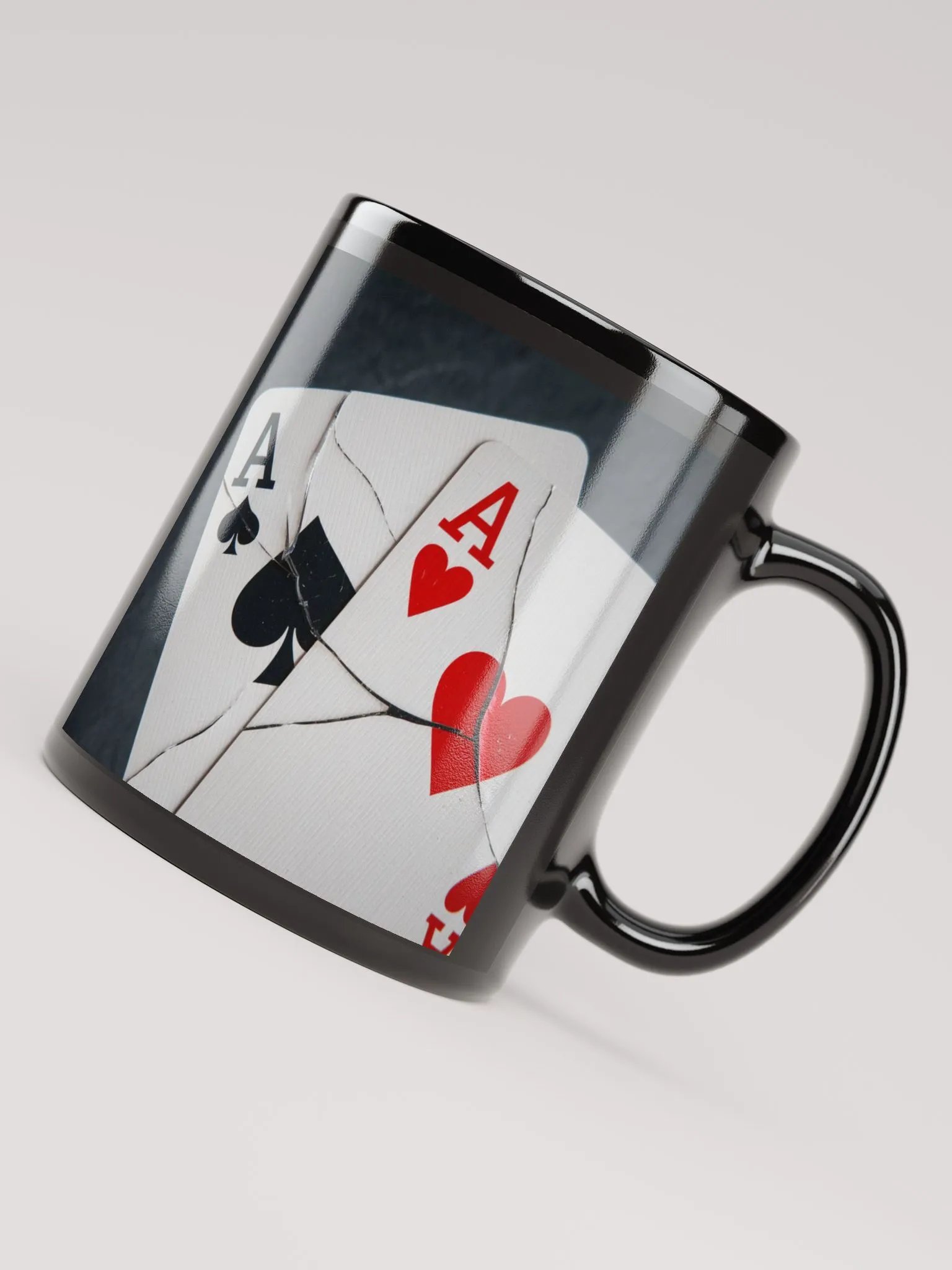 Cracked Aces Black Glossy Mug Left product image (8)