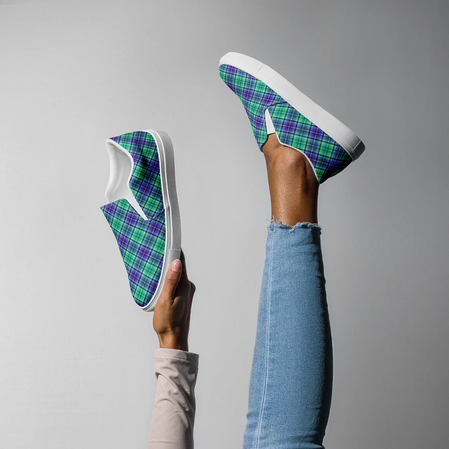 Bright Green and Purple Plaid Women's Slip-On Shoes product image (8)