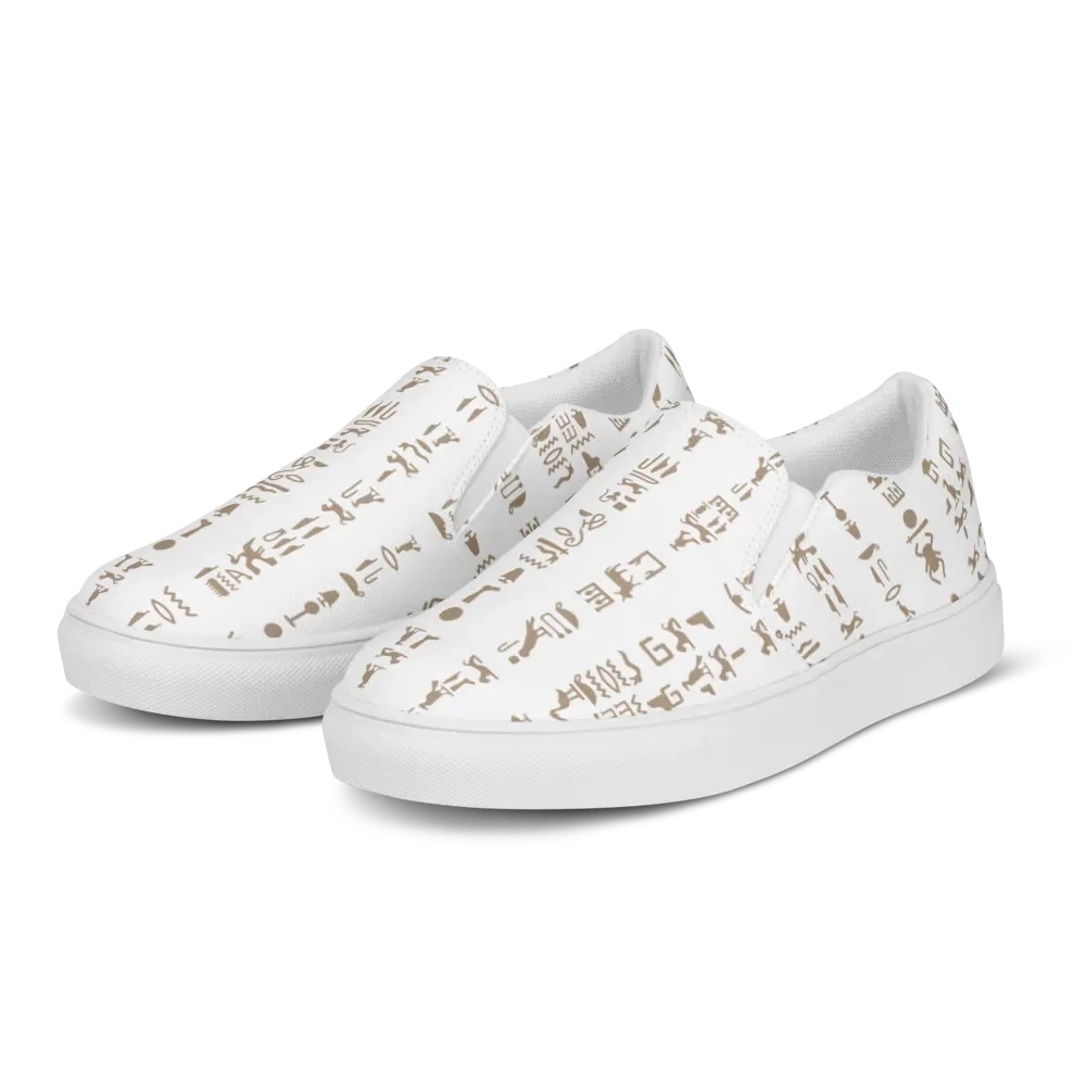 Isis Hieroglyphics White Women's Slip-Ons Shoes product image (3)