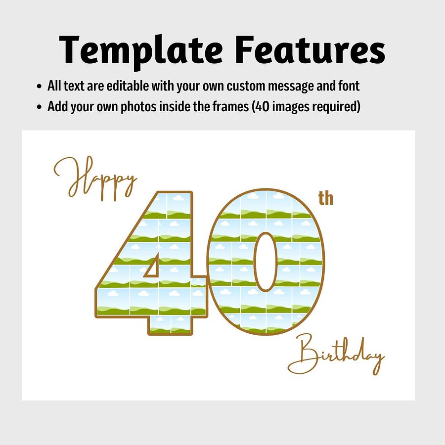 Happy 40th Birthday Photo Collage Canva Template product image (4)
