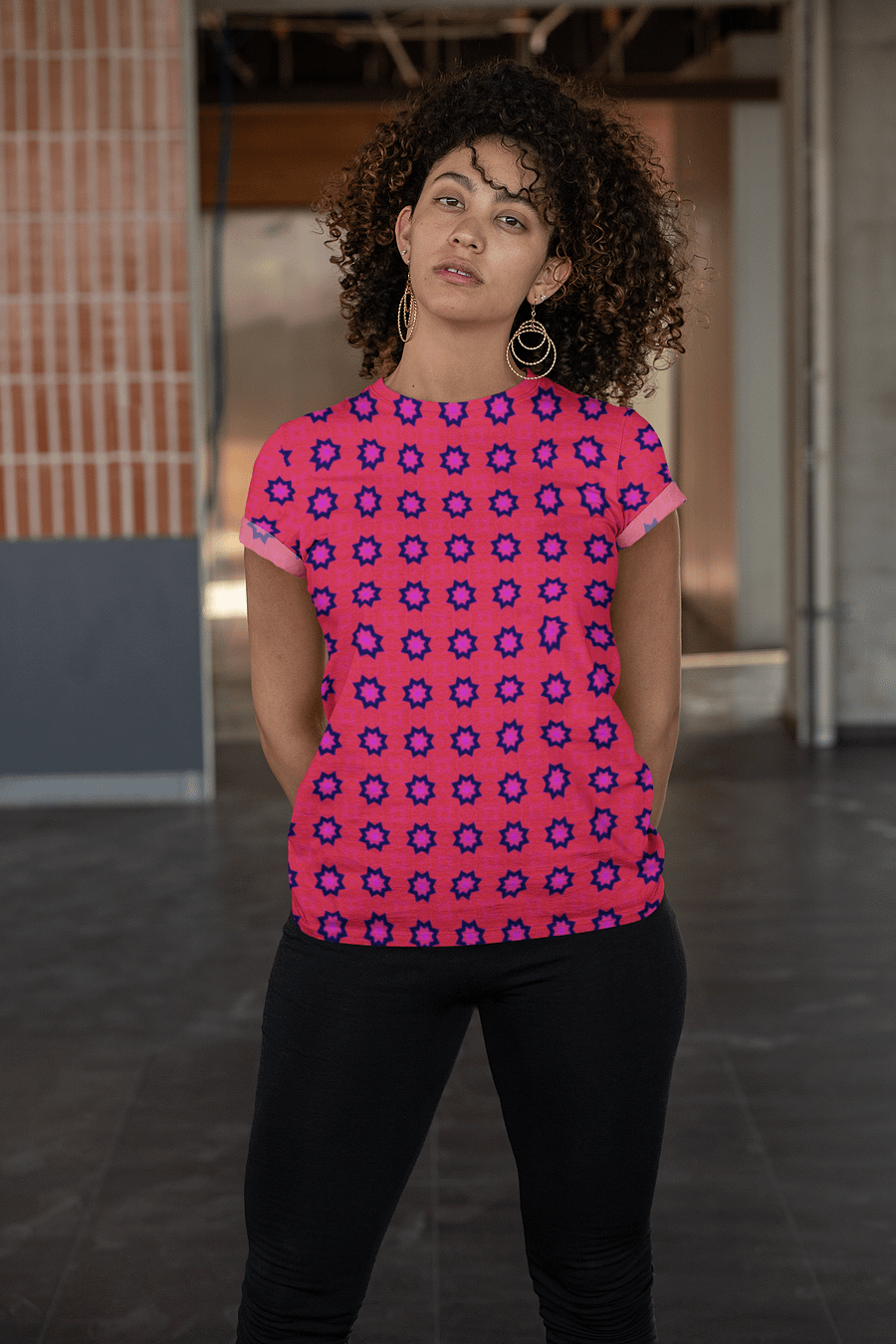 Abstract Red Ladies T Shirt product image (8)