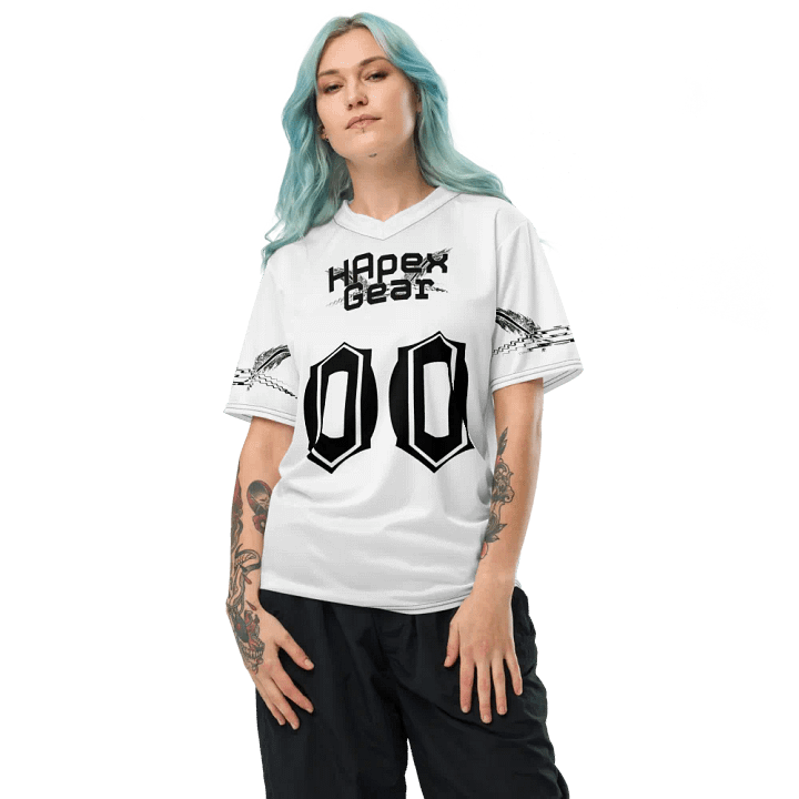 Sync - White - Recycled Unisex Sports Jersey - Black HApex Gear Black Logo product image (1)