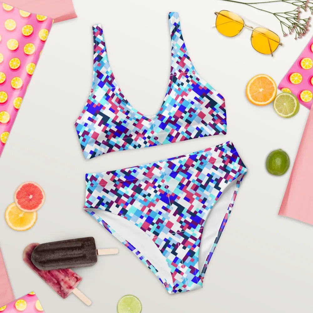 Colorful Mosaic Pattern Design High Waisted Bikini - v1 product image (10)