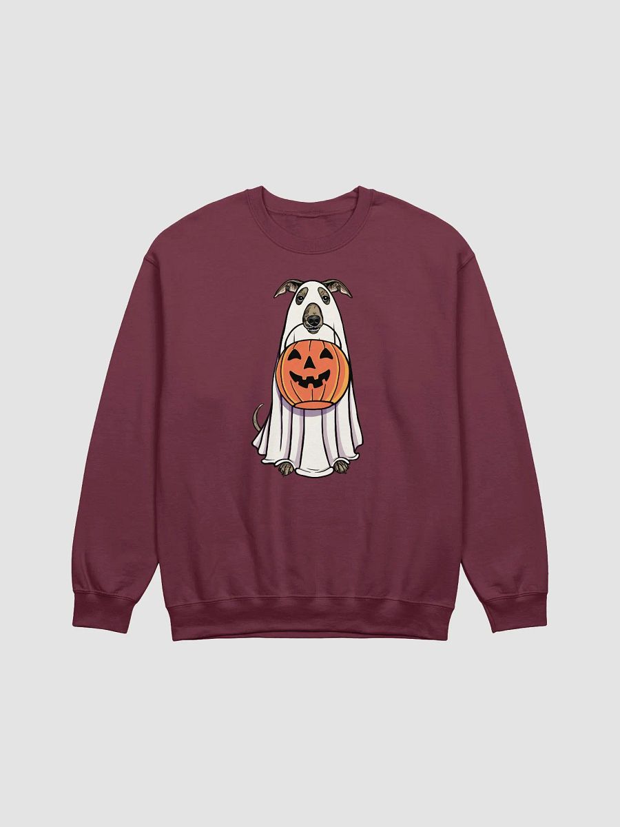 Funny Halloween Italian Greyhound(Blue Fawn) Sweatshirt | Funny Iggy Wearing a Ghost Costume and Holding a Pumpkin Basket product image (12)